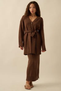 Promise the Label Belted Button-Front Cardigan - ShopPromesa