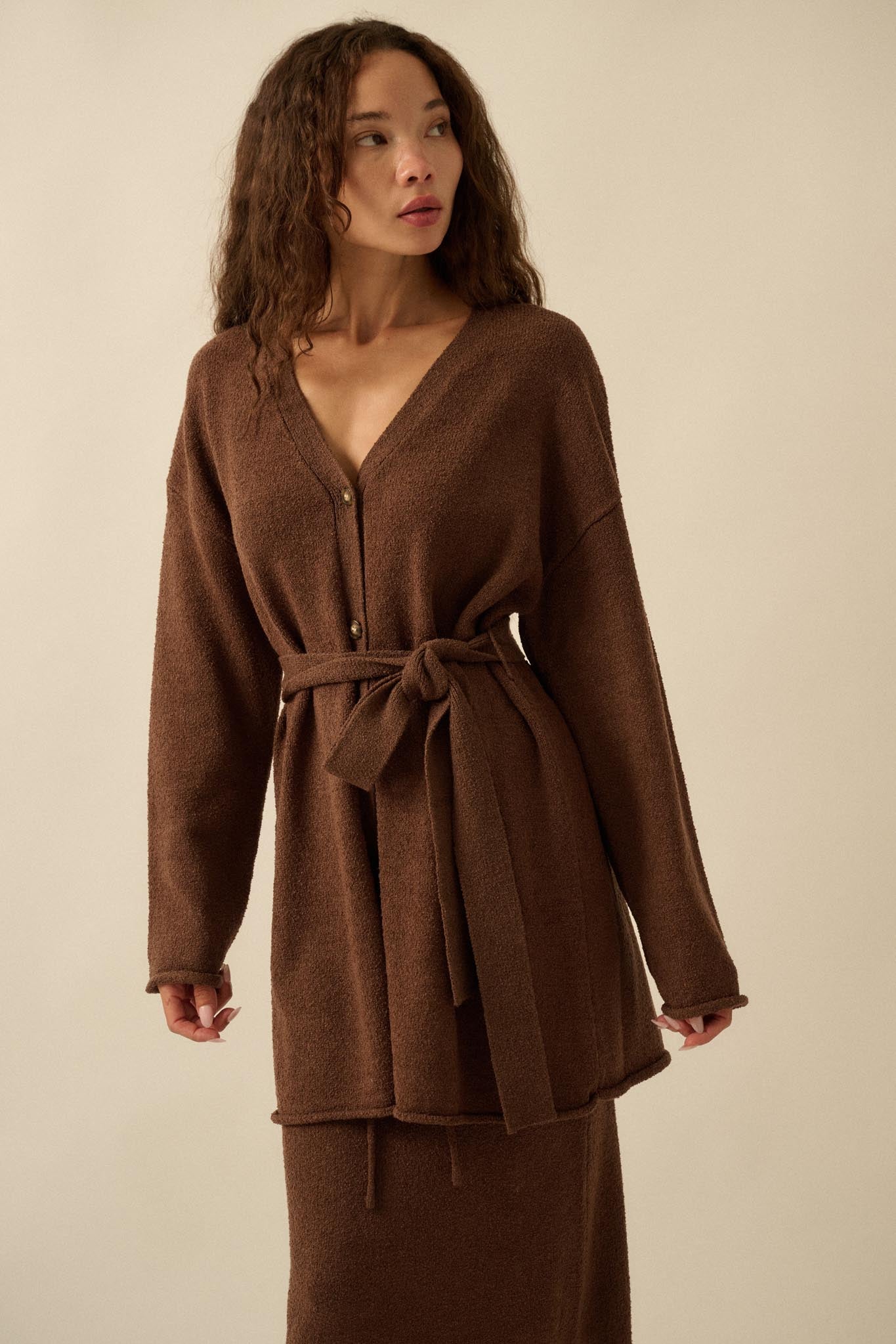 Promise the Label Belted Button-Front Cardigan - ShopPromesa