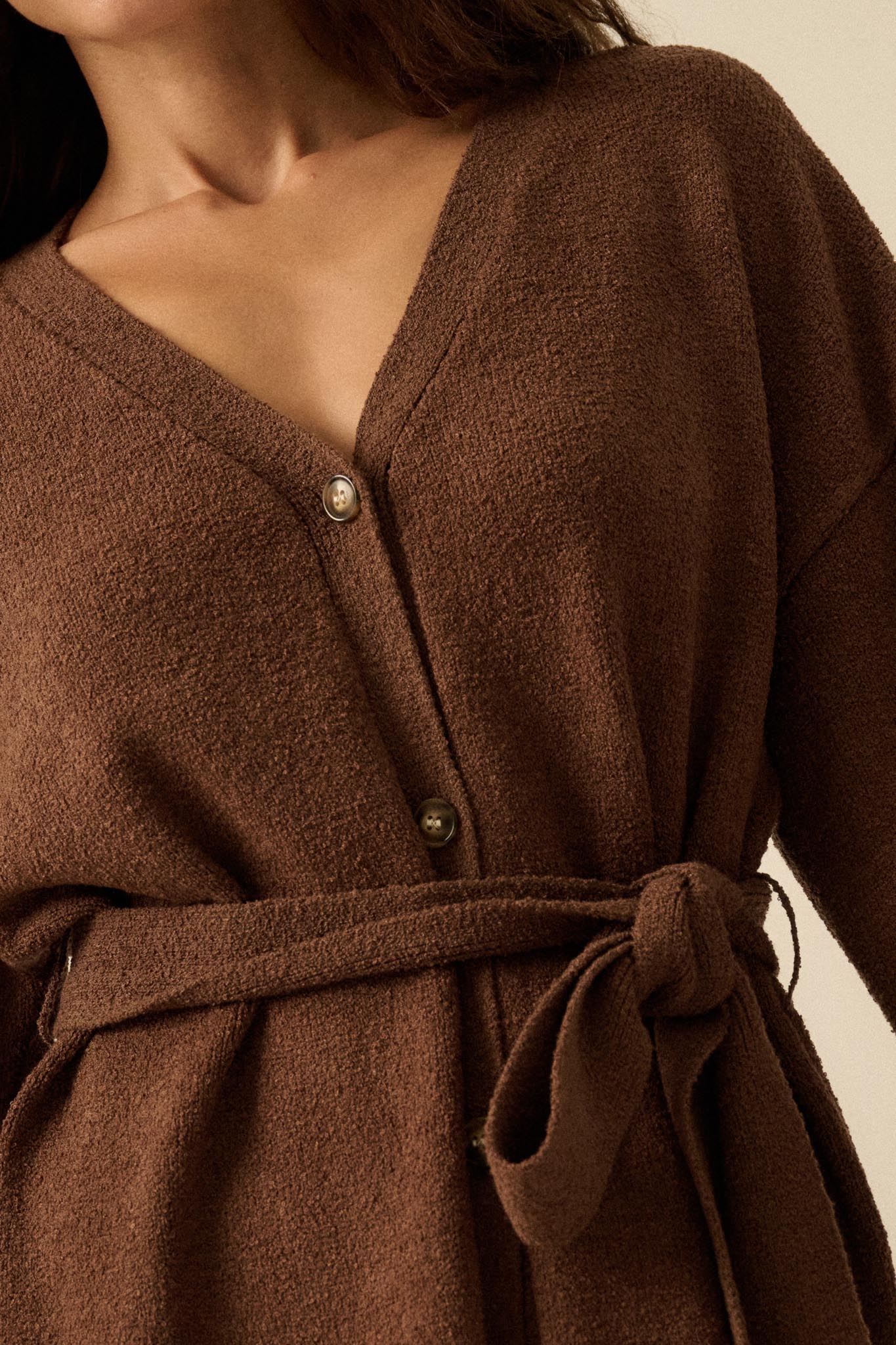 Promise the Label Belted Button-Front Cardigan - ShopPromesa