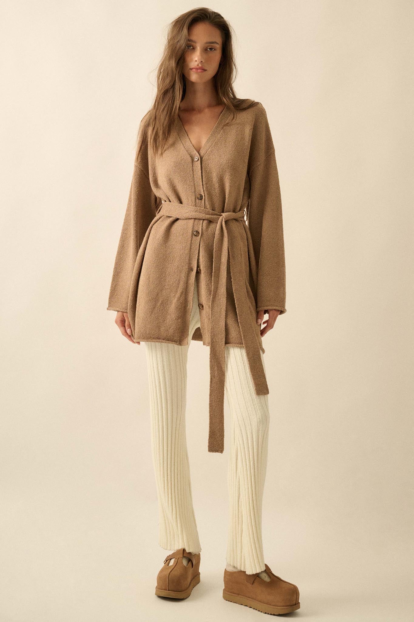 Promise the Label Belted Button-Front Cardigan - ShopPromesa
