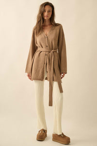 Promise the Label Belted Button-Front Cardigan - ShopPromesa