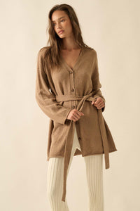 Promise the Label Belted Button-Front Cardigan - ShopPromesa