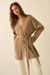 Promise the Label Belted Button-Front Cardigan - ShopPromesa
