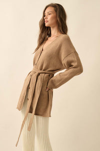 Promise the Label Belted Button-Front Cardigan - ShopPromesa