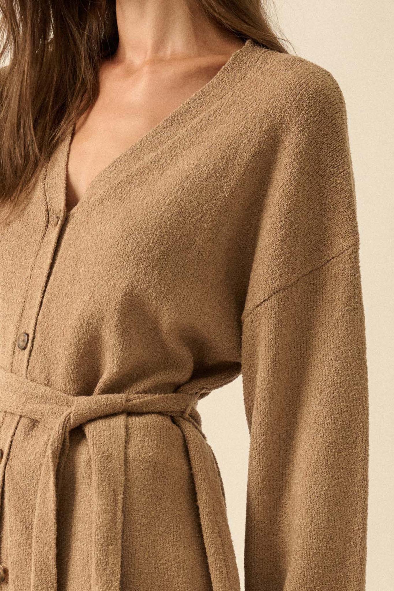 Promise the Label Belted Button-Front Cardigan - ShopPromesa