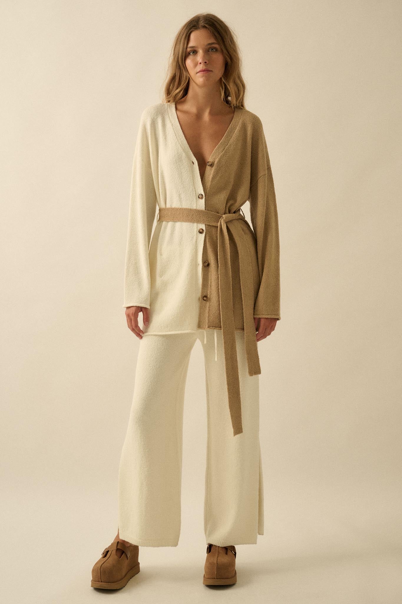 Promise the Label Colorblock Belted Cardigan - ShopPromesa