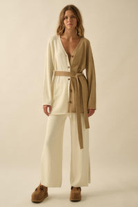 Promise the Label Colorblock Belted Cardigan - ShopPromesa