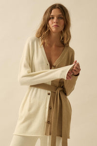Promise the Label Colorblock Belted Cardigan - ShopPromesa