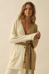 Promise the Label Colorblock Belted Cardigan - ShopPromesa