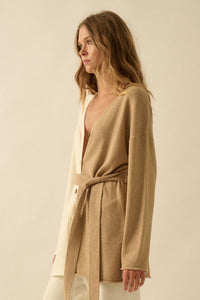 Promise the Label Colorblock Belted Cardigan - ShopPromesa