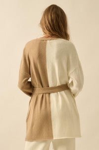 Promise the Label Colorblock Belted Cardigan - ShopPromesa