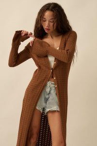 Away We Go Pointelle Rib-Knit Duster Cardigan - ShopPromesa