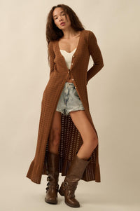 Away We Go Pointelle Rib-Knit Duster Cardigan - ShopPromesa