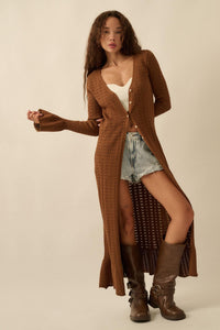 Away We Go Pointelle Rib-Knit Duster Cardigan - ShopPromesa