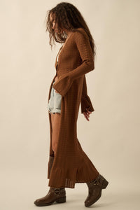 Away We Go Pointelle Rib-Knit Duster Cardigan - ShopPromesa
