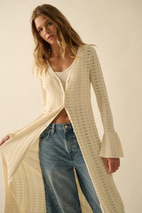 Away We Go Pointelle Rib-Knit Duster Cardigan - ShopPromesa