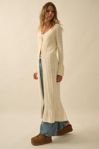 Away We Go Pointelle Rib-Knit Duster Cardigan - ShopPromesa