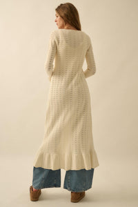 Away We Go Pointelle Rib-Knit Duster Cardigan - ShopPromesa