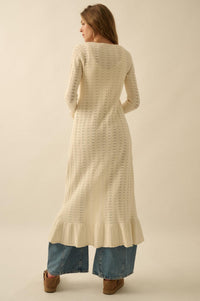 Away We Go Pointelle Rib-Knit Duster Cardigan - ShopPromesa