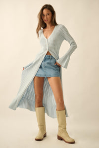 Away We Go Pointelle Rib-Knit Duster Cardigan - ShopPromesa