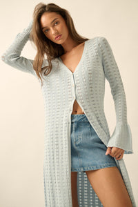 Away We Go Pointelle Rib-Knit Duster Cardigan - ShopPromesa