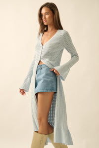 Away We Go Pointelle Rib-Knit Duster Cardigan - ShopPromesa