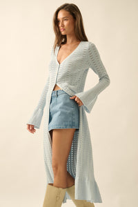 Away We Go Pointelle Rib-Knit Duster Cardigan - ShopPromesa
