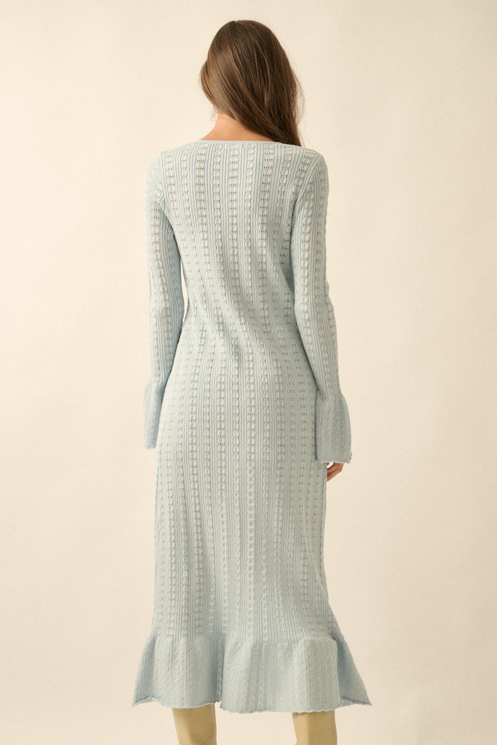 Away We Go Pointelle Rib-Knit Duster Cardigan - ShopPromesa