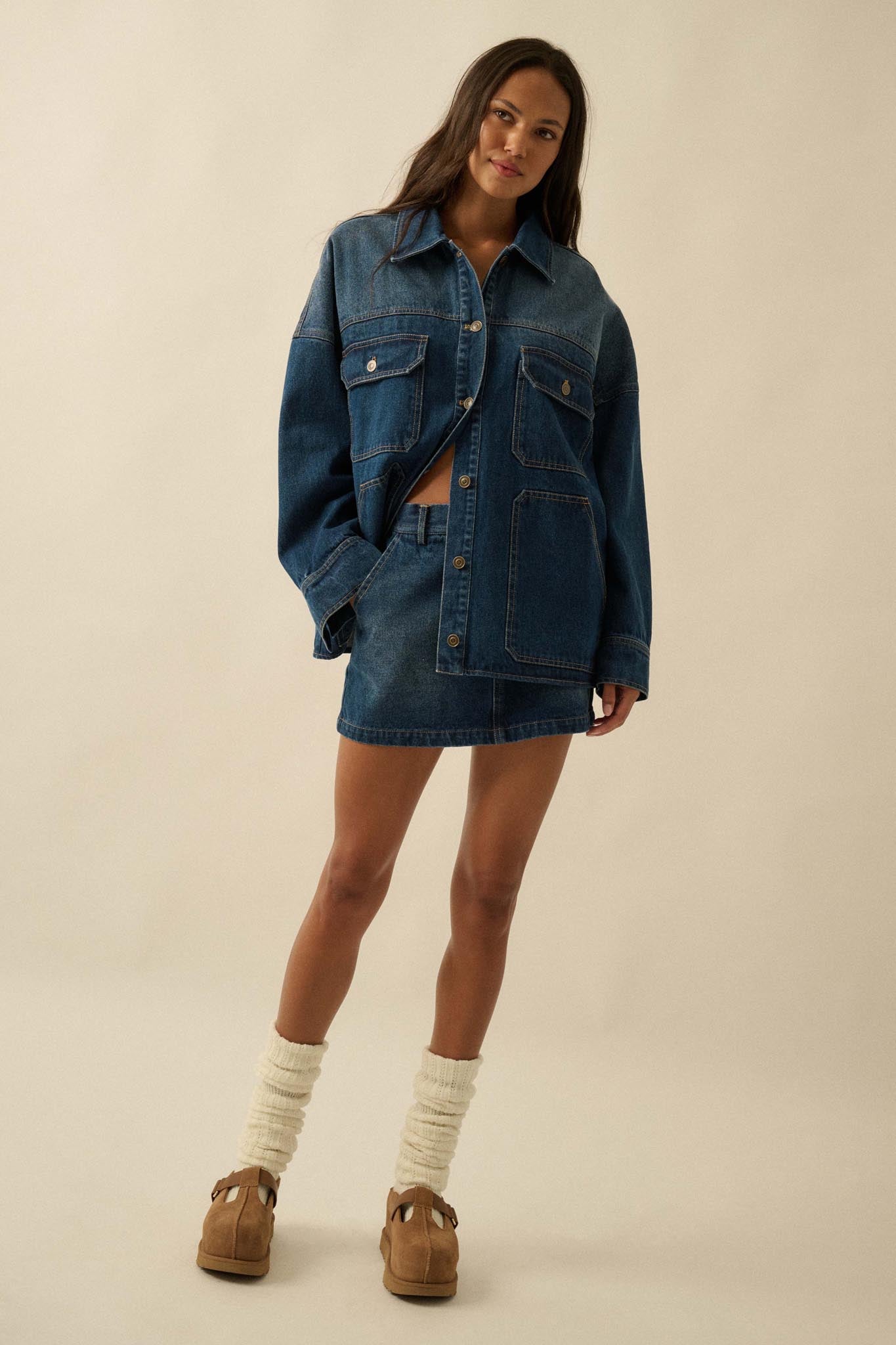 Honest Living Washed Denim Pocket Shacket