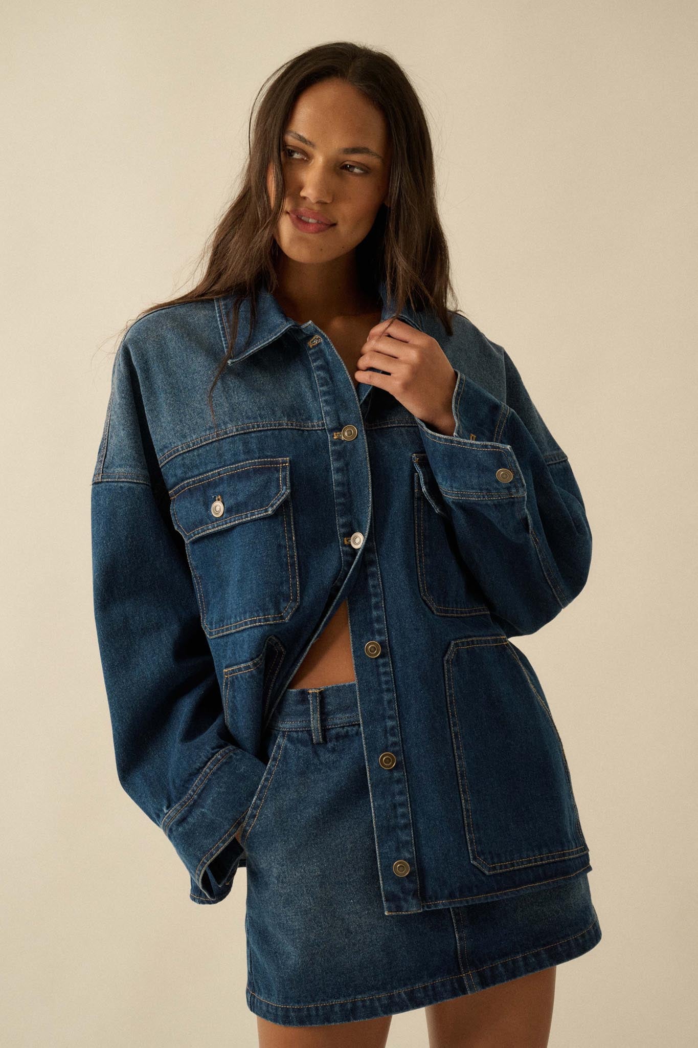 Honest Living Washed Denim Pocket Shacket