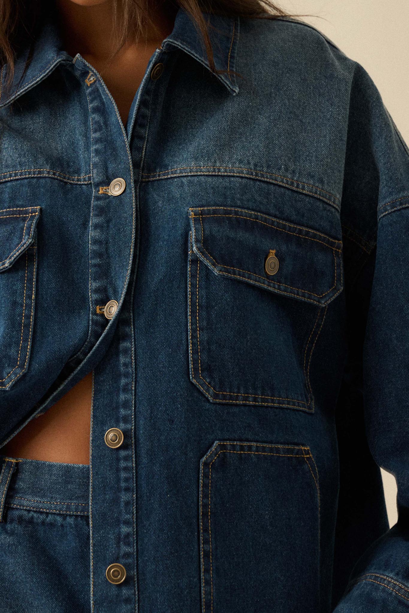 Honest Living Washed Denim Pocket Shacket