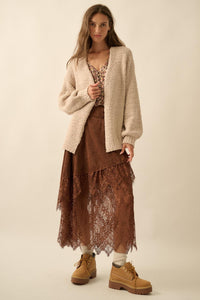 In My Feelings Textured Knit Open-Front Cardigan - ShopPromesa