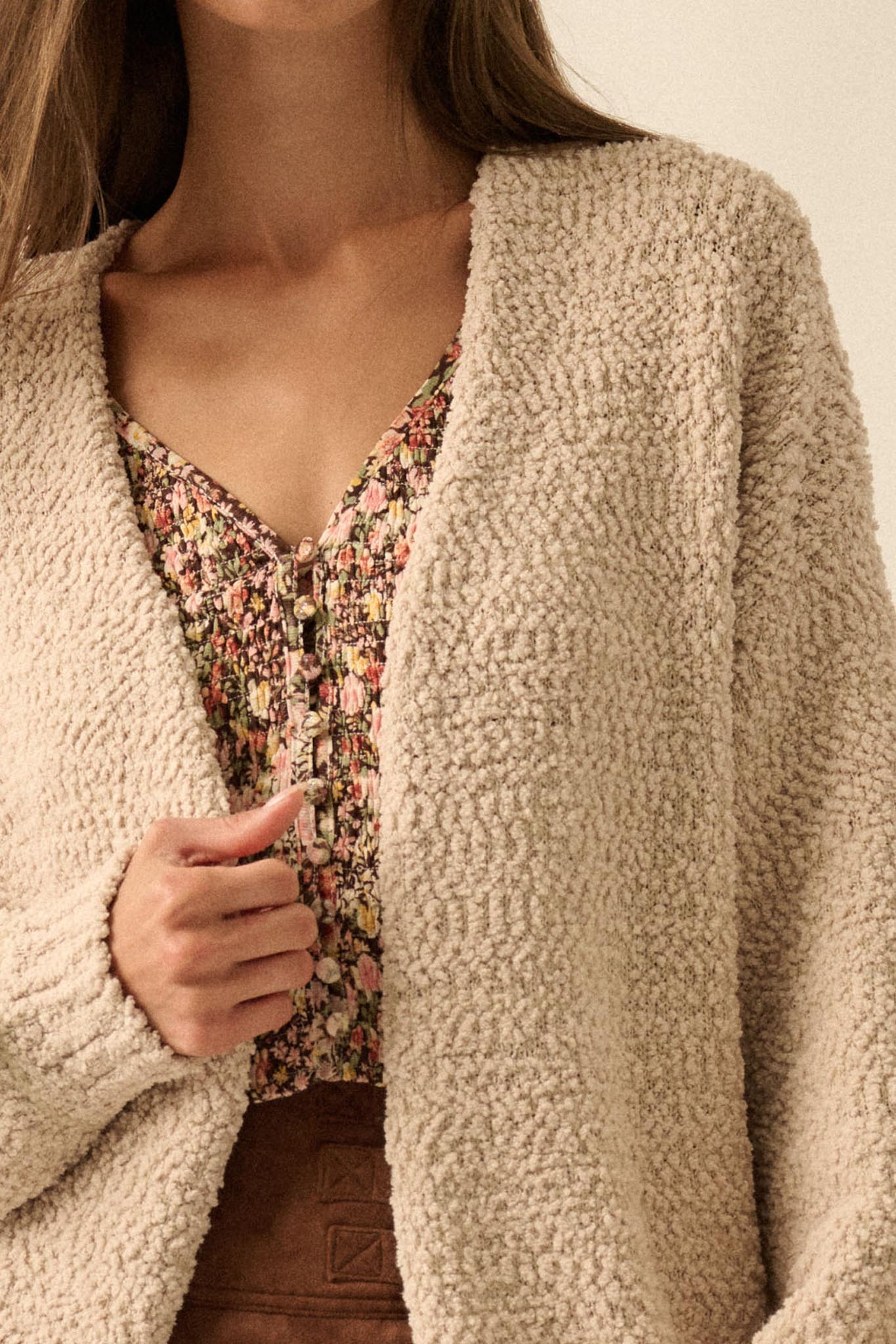 In My Feelings Textured Knit Open-Front Cardigan - ShopPromesa