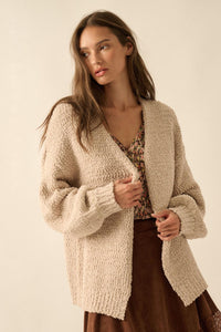 In My Feelings Textured Knit Open-Front Cardigan - ShopPromesa