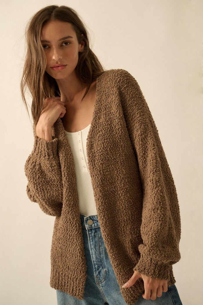 In My Feelings Textured Knit Open-Front Cardigan - ShopPromesa