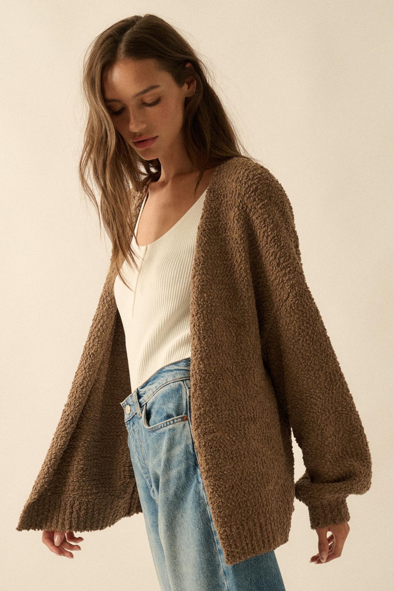 In My Feelings Textured Knit Open-Front Cardigan - ShopPromesa