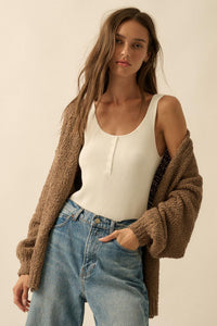 In My Feelings Textured Knit Open-Front Cardigan - ShopPromesa