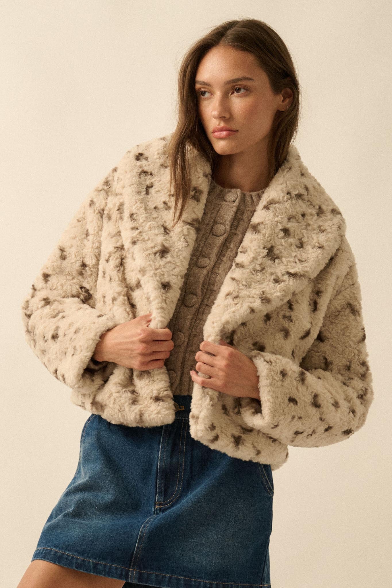 Beautiful Creature Spotted Faux Fur Jacket
