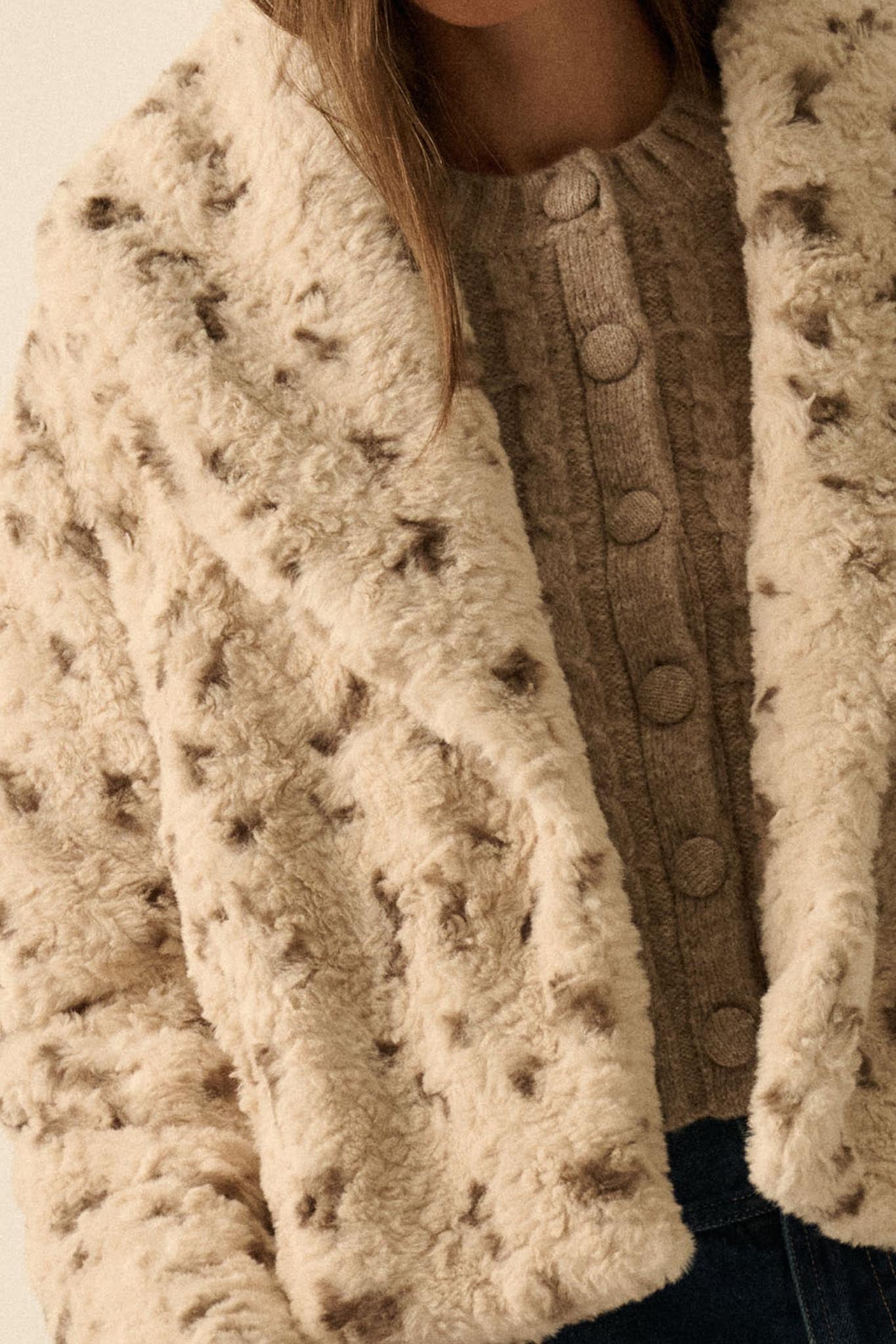 Beautiful Creature Spotted Faux Fur Jacket