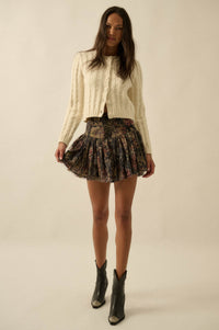 Quiet Calm Cable Knit Button-Up Cropped Cardigan - ShopPromesa