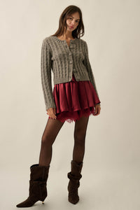 Quiet Calm Cable Knit Button-Up Cropped Cardigan - ShopPromesa
