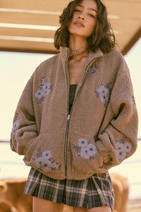 Warm Blossoms Floral-Embroidered Fleece Jacket - ShopPromesa