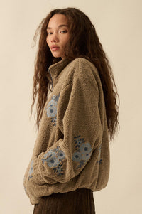 Warm Blossoms Floral-Embroidered Fleece Jacket - ShopPromesa