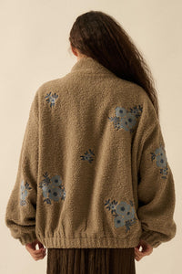 Warm Blossoms Floral-Embroidered Fleece Jacket - ShopPromesa
