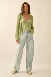 Net Worth Crochet-Knit Cardigan and Tank Set - ShopPromesa