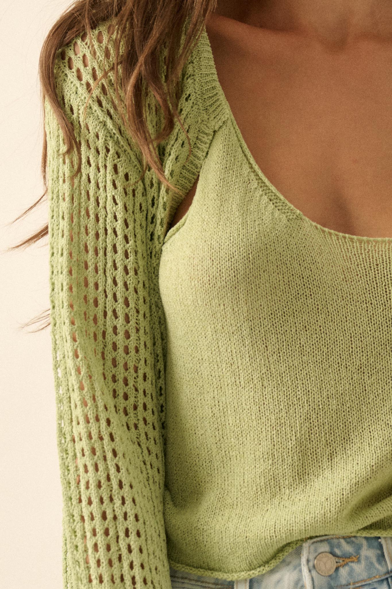 Net Worth Crochet-Knit Cardigan and Tank Set - ShopPromesa