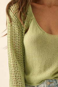 Net Worth Crochet-Knit Cardigan and Tank Set - ShopPromesa