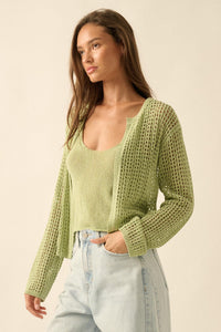 Net Worth Crochet-Knit Cardigan and Tank Set - ShopPromesa
