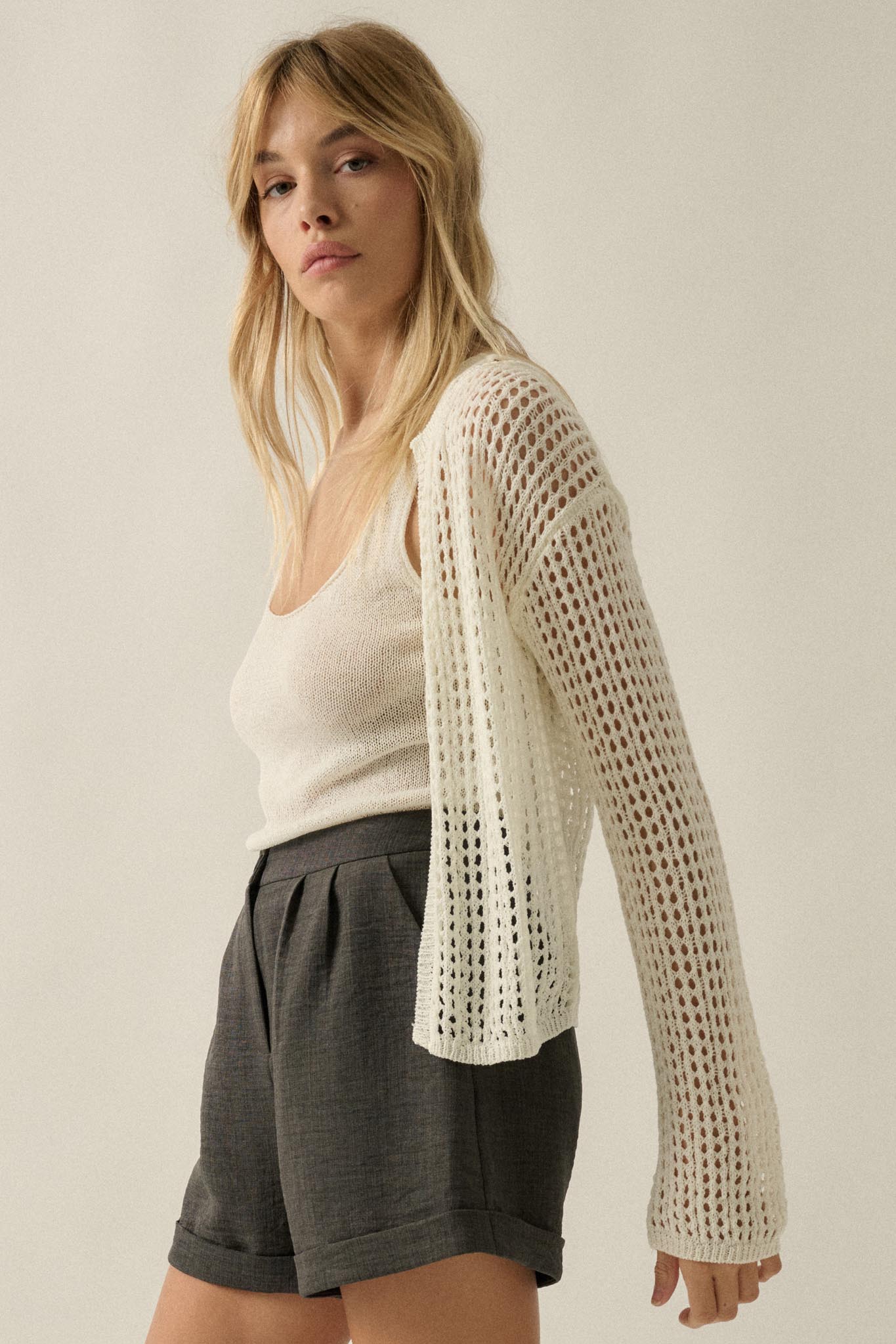 Net Worth Crochet-Knit Cardigan and Tank Set - ShopPromesa