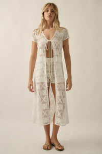 Spirit Walk Crochet Short-Sleeve Duster Cardigan - ShopPromesa
